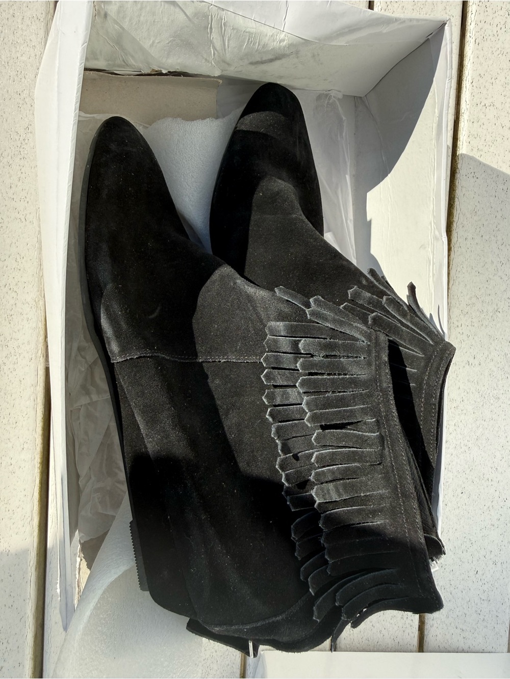 Michael Kors Black Suede Fringe Booties